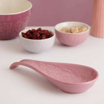 In The Meadow Ceramic Purple Floral Embossed Spoon Rest
