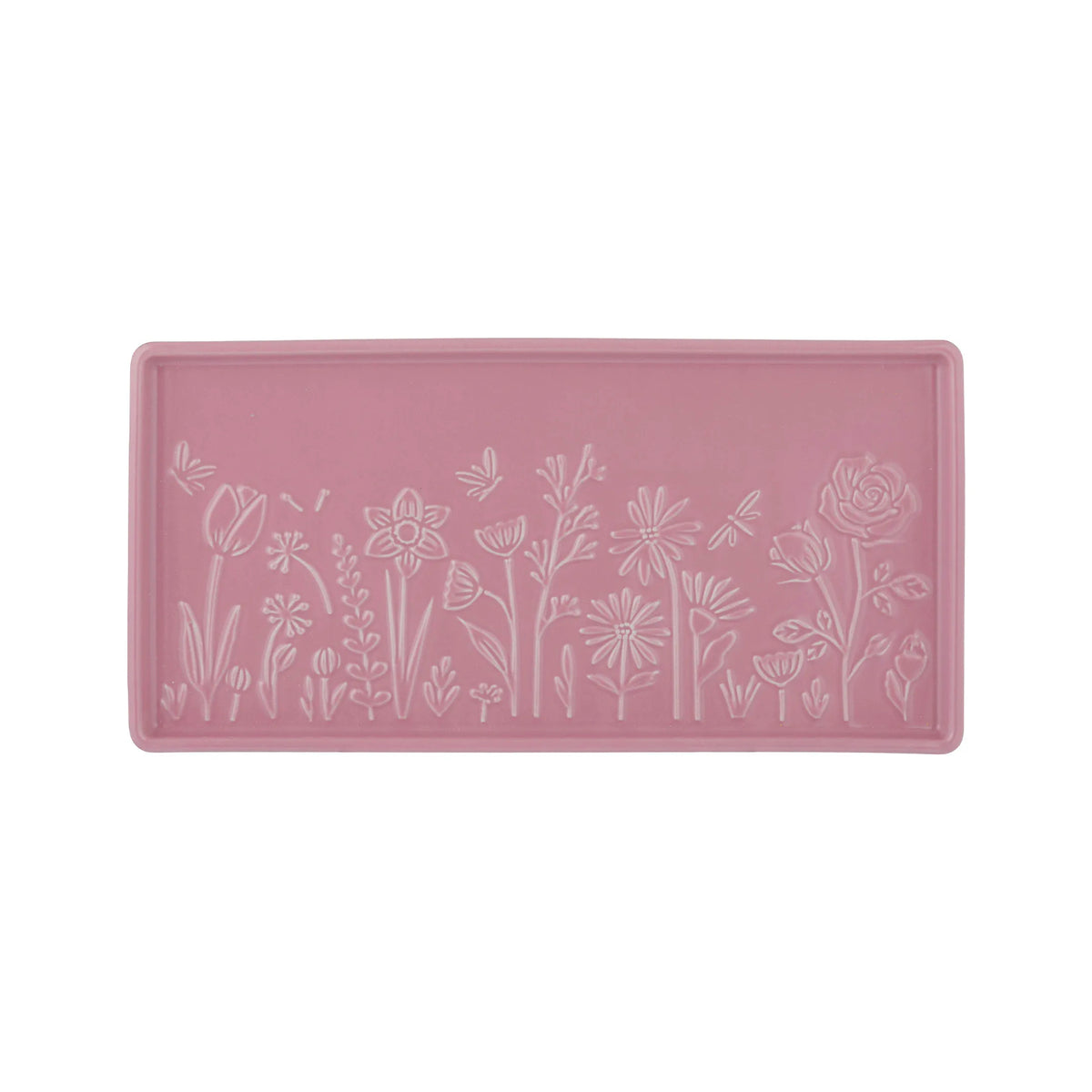 In The Meadow Floral Embossed Rectangle Platter
