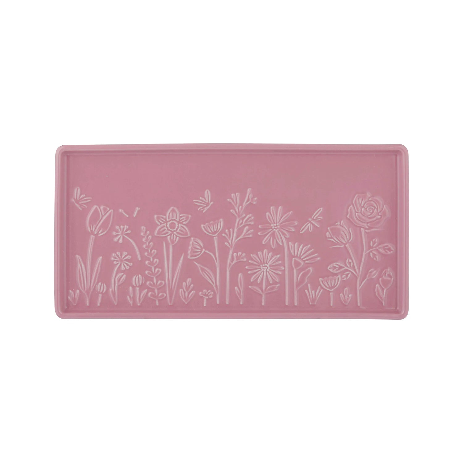 In The Meadow Floral Embossed Rectangle Platter