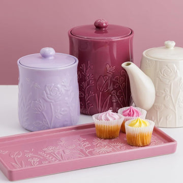 In The Meadow Floral Embossed Rectangle Platter