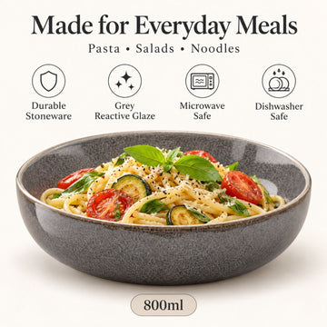 Mason Cash 20cm Stoneware Grey Reactive Glaze 800ml Pasta Bowl