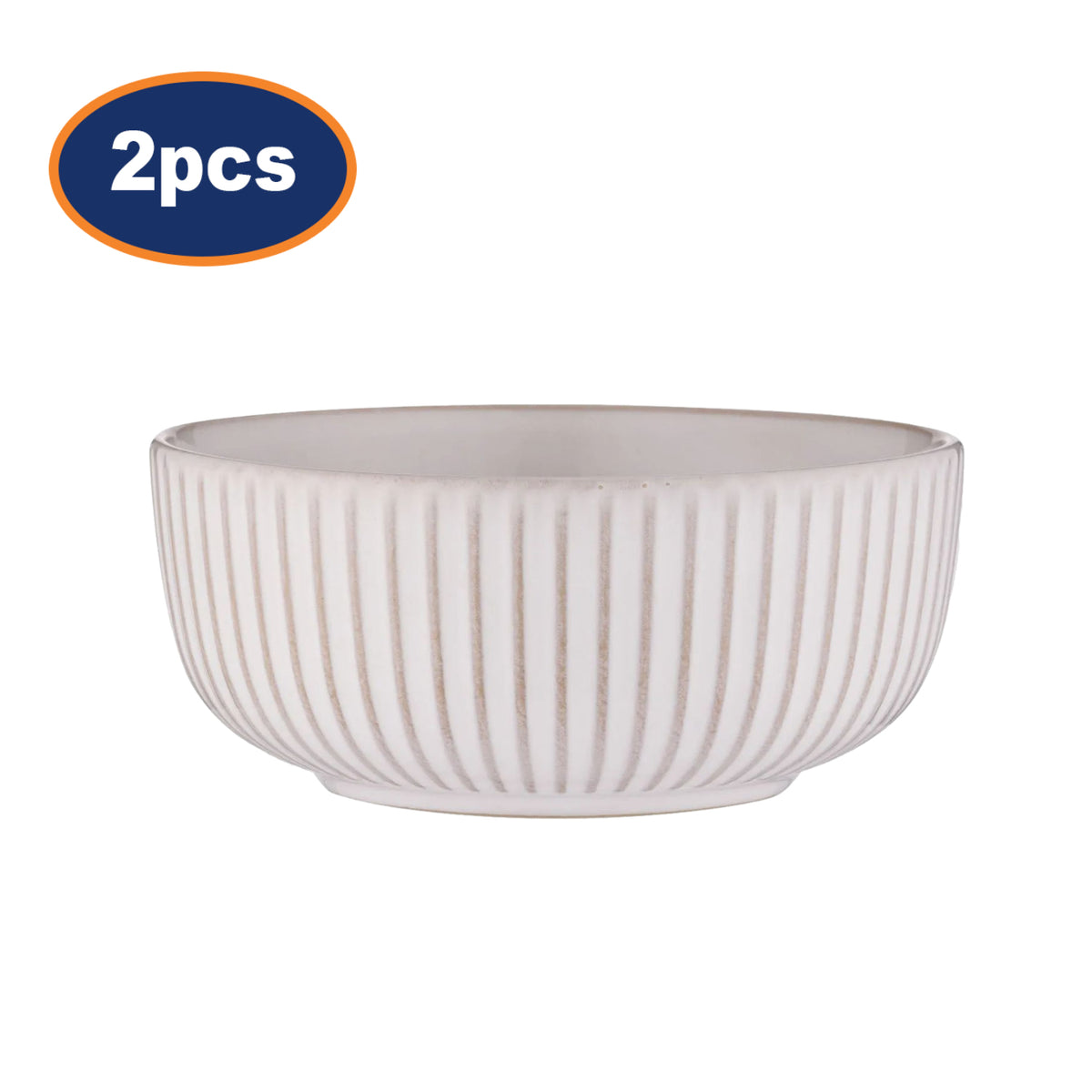 2Pcs Mason Cash White Ridge 15cm Stoneware 550ml Round Bowl