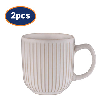 2Pcs Mason Cash White Ridge 420ml Stoneware Coffee Mug