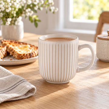 Mason Cash White Ridge 420ml Stoneware Coffee Mug