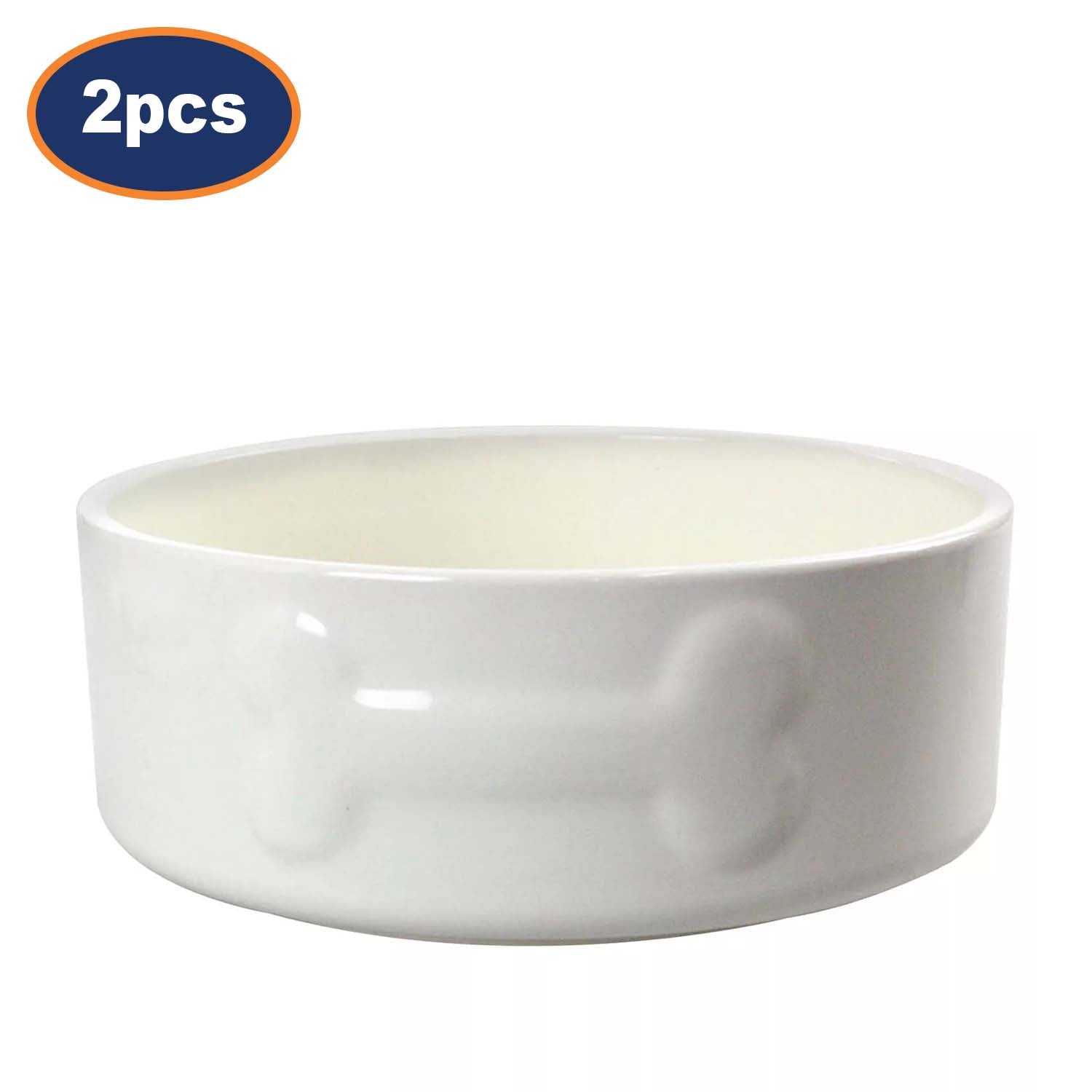 2Pcs Stoneware Standard Pet Food Bowls