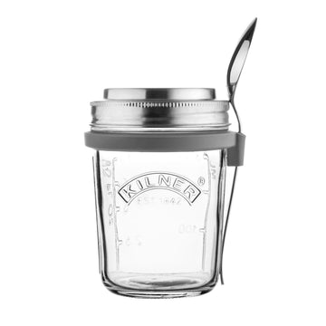 3Pcs Kilner 350ml Grey Breakfast On the Go Glass Jar Set