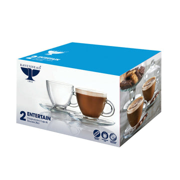 Set of 4 200ml Ravenhead Cappuccino Cups & Saucer