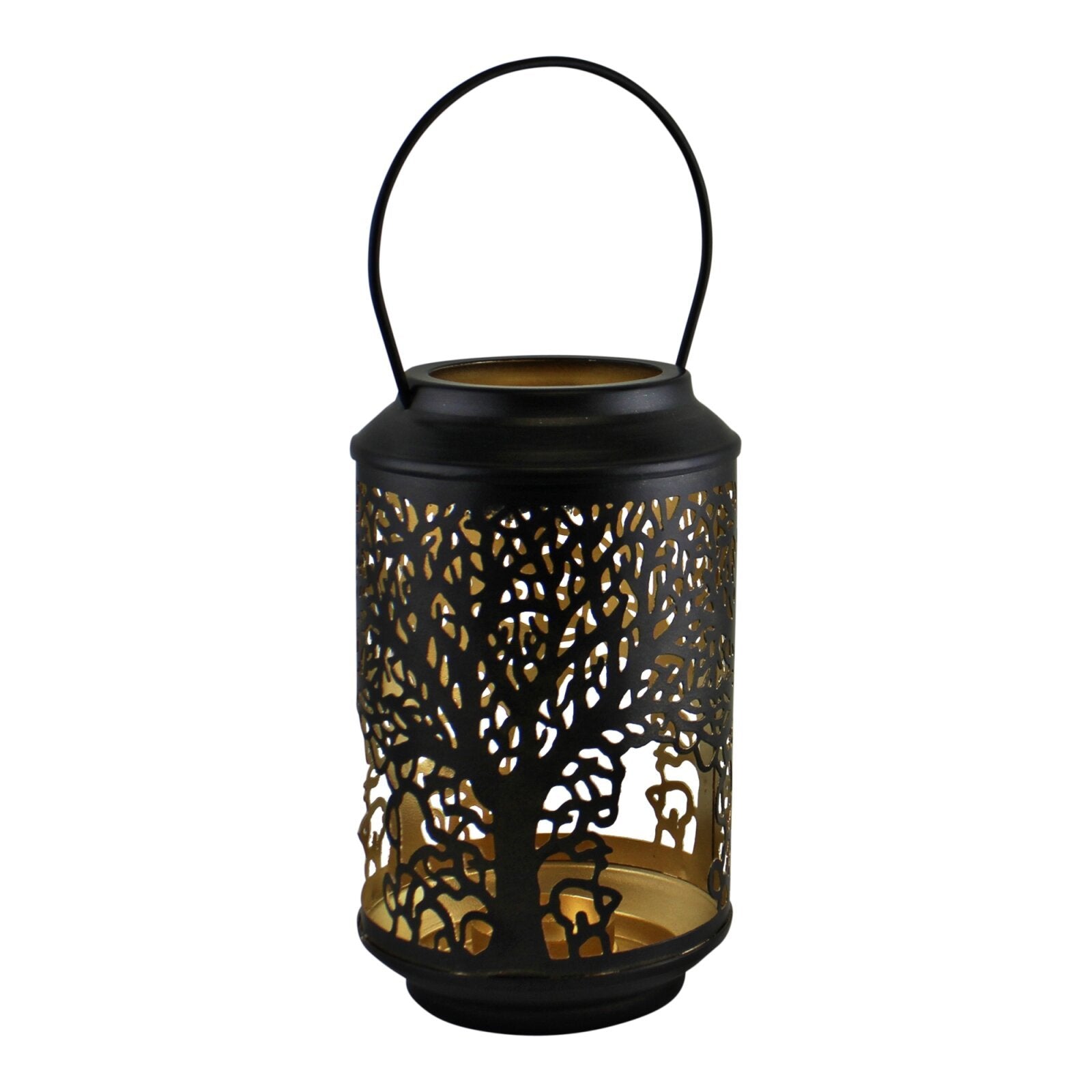 18cm Small Tree of Life Black Votive Candle Holder Lantern