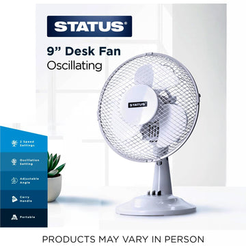 2 Speed 9 Inch White Desk Fan