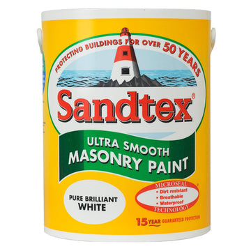 Sandtex Ultra Smooth Masonry Paint - 5L Pure Brilliant White