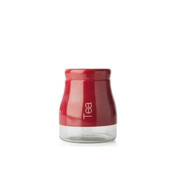700ml Red Glass Stainless Steel Lid Tea Jar