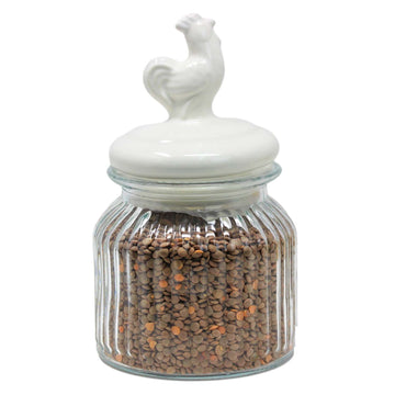 6Pcs 600ml Cockerel Glass Food Storage Jar