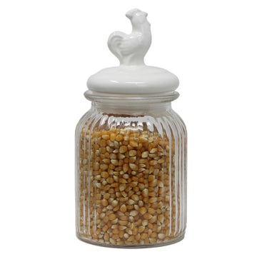 2Pcs 900ml Cockerel Glass Food Storage Jar