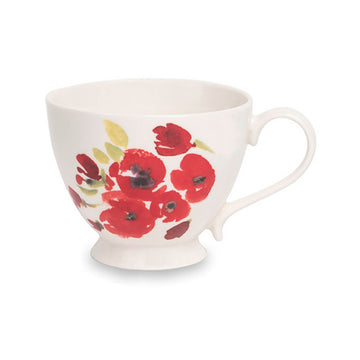 Set Of 2 Poppy Bouquet Oversized Footed Mugs