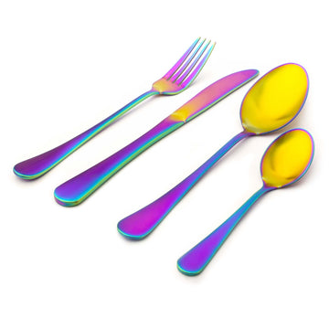 16Pc Iridescent Stainless Steel Cutlery Set