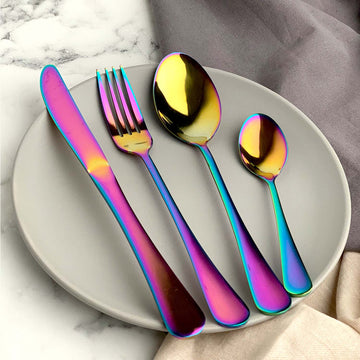 16Pc Iridescent Stainless Steel Cutlery Set