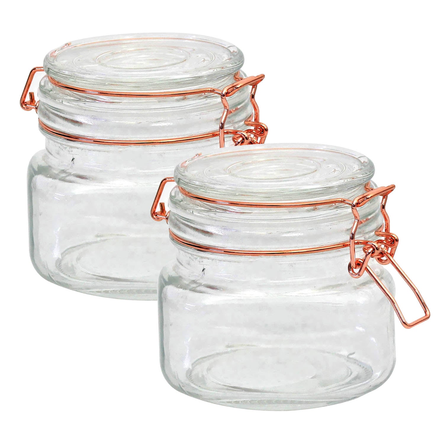 2pcs 600ml Glass Copper Clip Top Storage Jar 4019