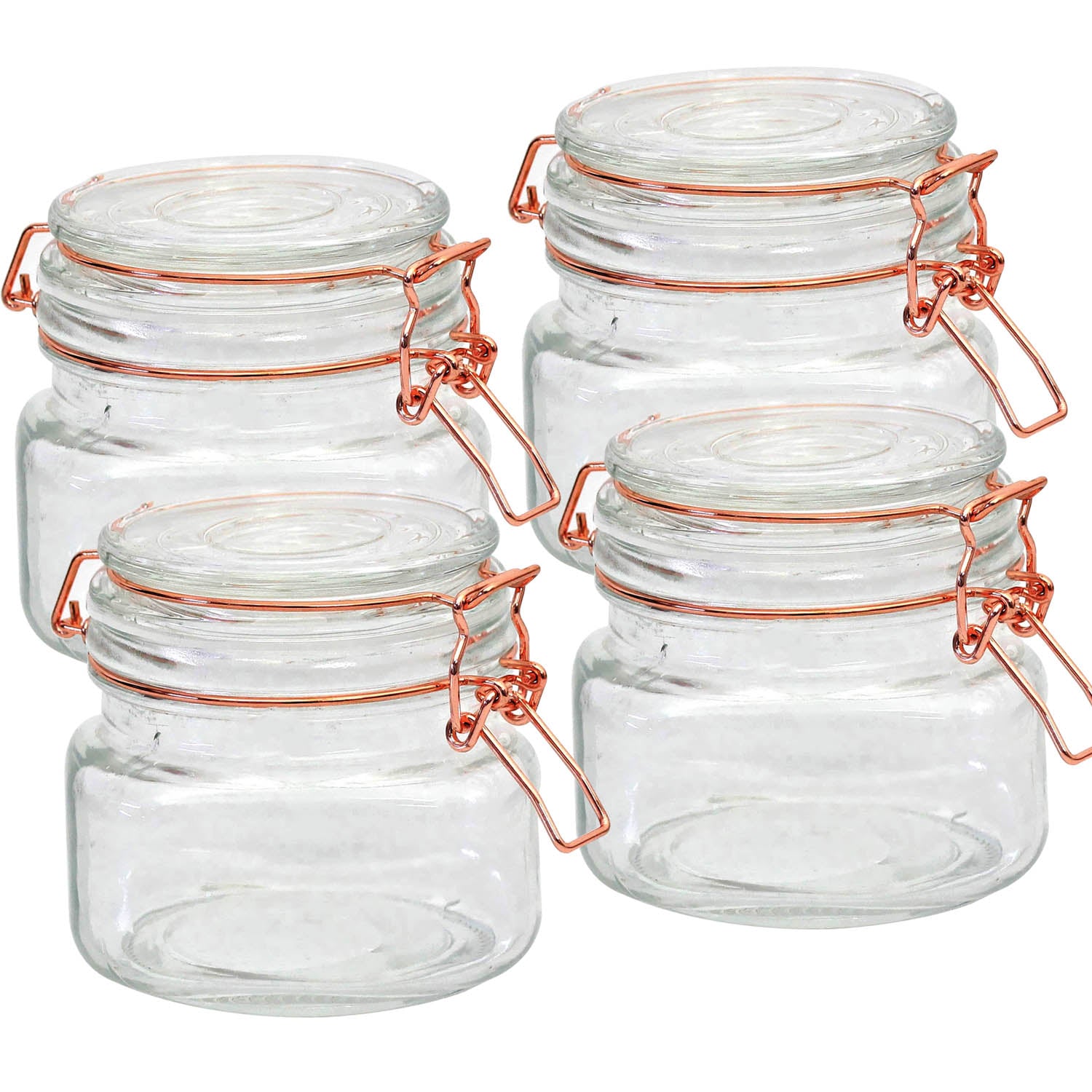 4pcs 600ml Glass Copper Clip Top Storage Jar