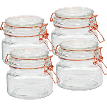 4pcs 600ml Glass Copper Clip Top Storage Jar