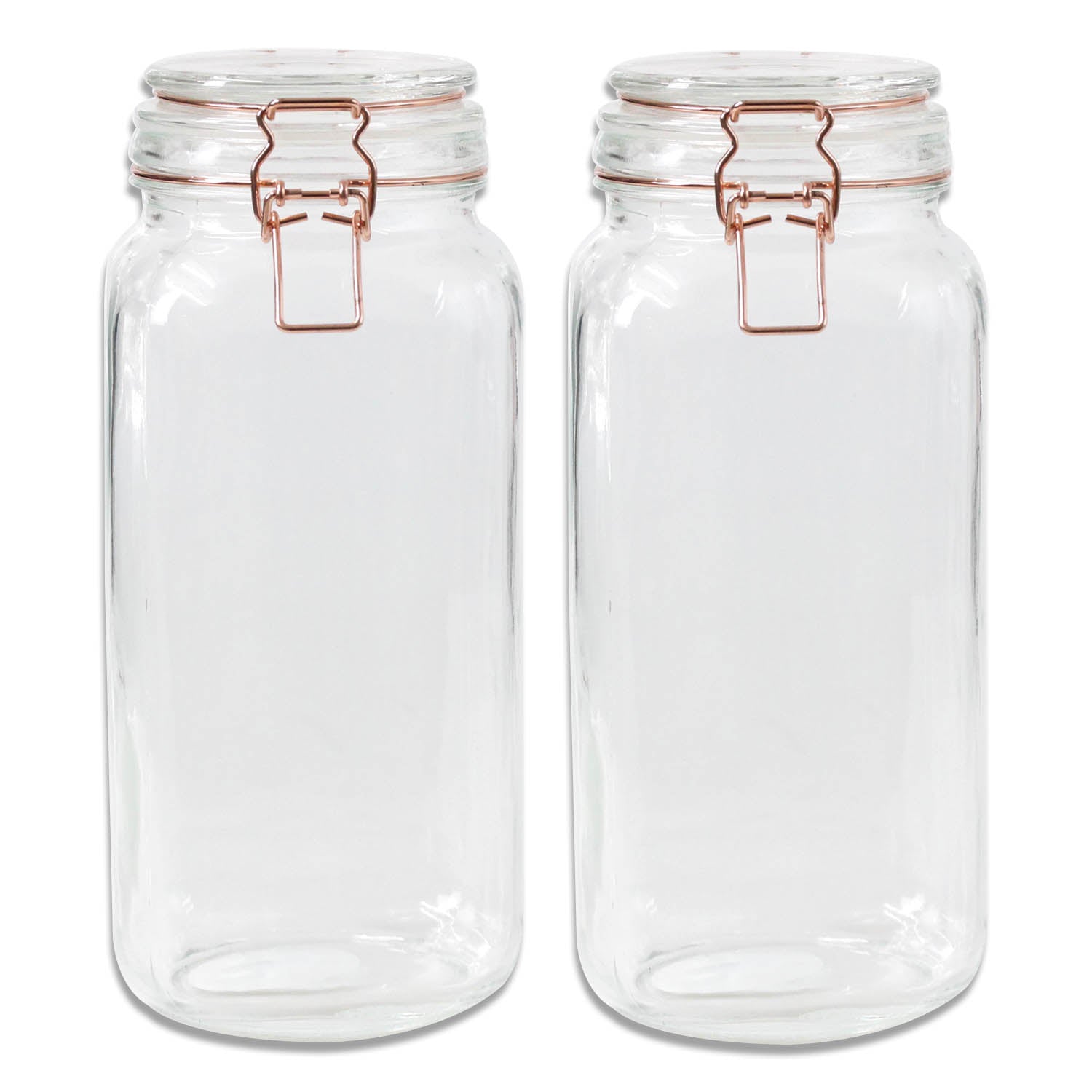 2pcs 2.2L Glass Copper Clip Top Storage Jar