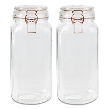 2pcs 2.2L Glass Copper Clip Top Storage Jar