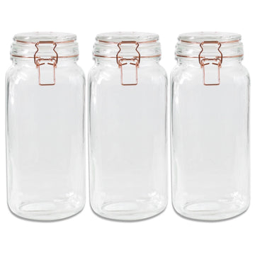 3pcs 2.2L Glass Copper Clip Top Storage Jar