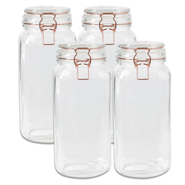 4pcs 2.2L Glass Copper Clip Top Storage Jar