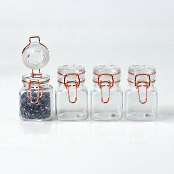 8pcs Mini 70ml Glass Copper Clip Top Storage Jars