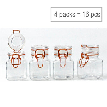 16pcs Mini 70ml Glass Copper Clip Top Storage Jars