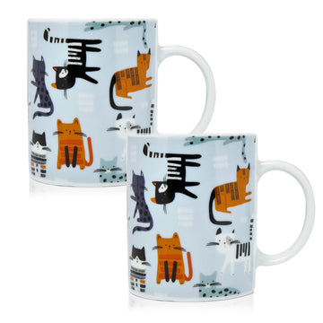 2-Piece 250ml Porcelain Novelty Cat Lovers Mugs