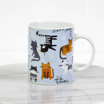 6-Piece 250ml Porcelain Novelty Cat Lovers Mugs