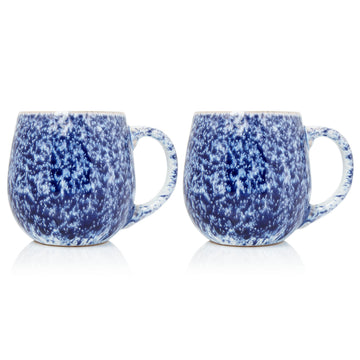 2-Piece 500ml Stoneware Blue Reactive Glazed Mug