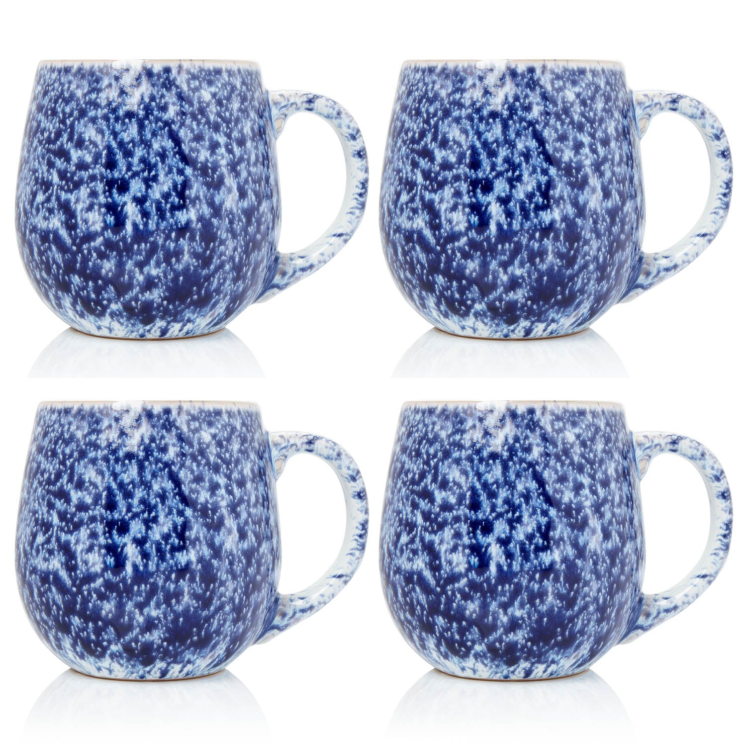 4-Piece 500ml Stoneware Blue Reactive Glazed Mug