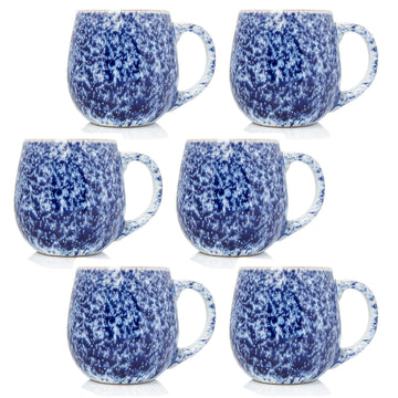 6-Piece 500ml Stoneware Blue Reactive Glazed Mug