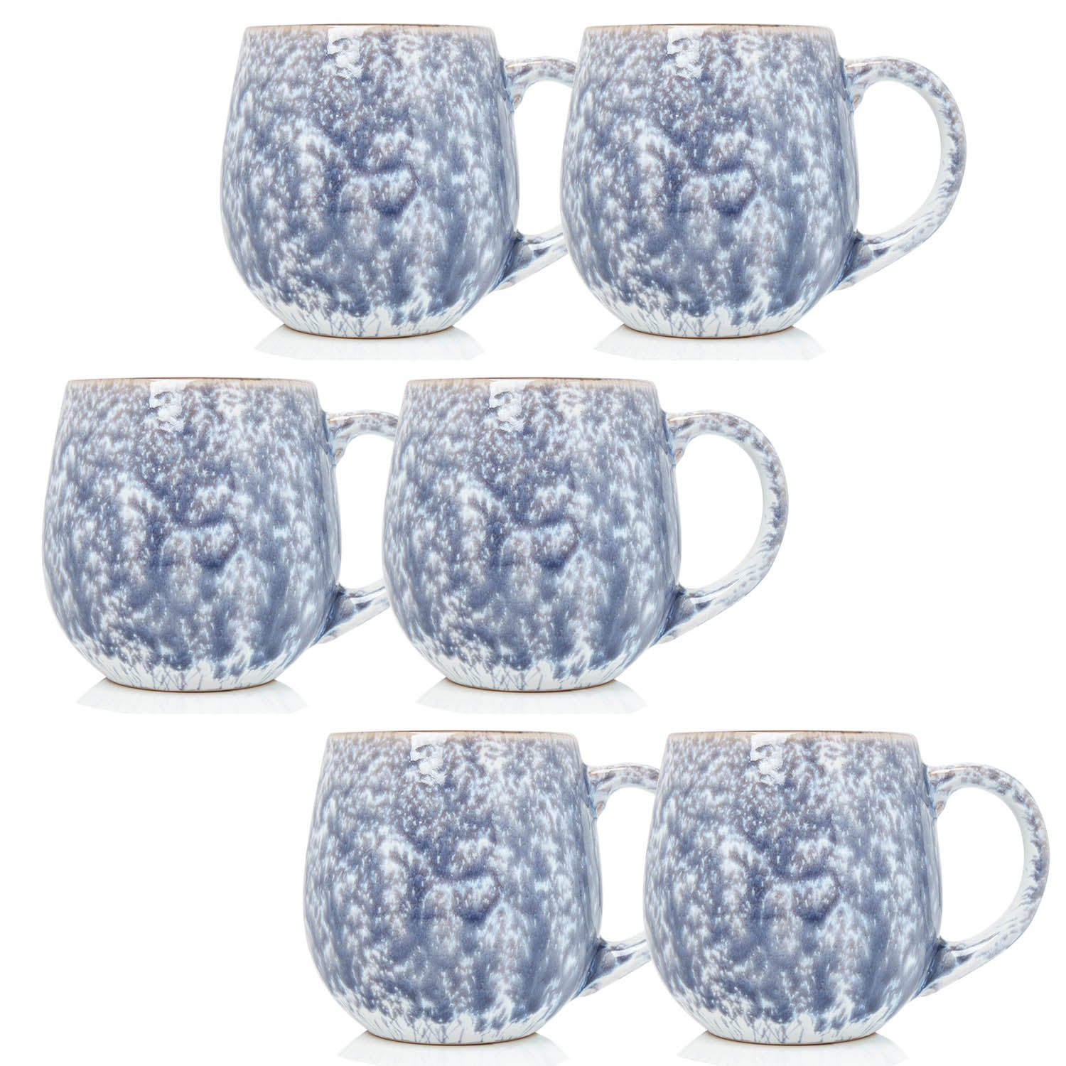 6-Piece 550ml Pale Grey Coffee Reactive Glazed Mug