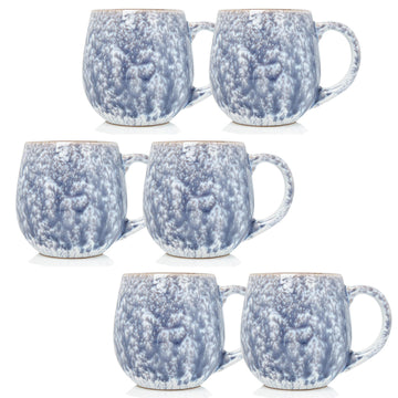 6-Piece 550ml Pale Grey Coffee Reactive Glazed Mug
