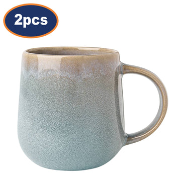 2Pcs 350ml Stoneware Reactive Glazed Grey Mug