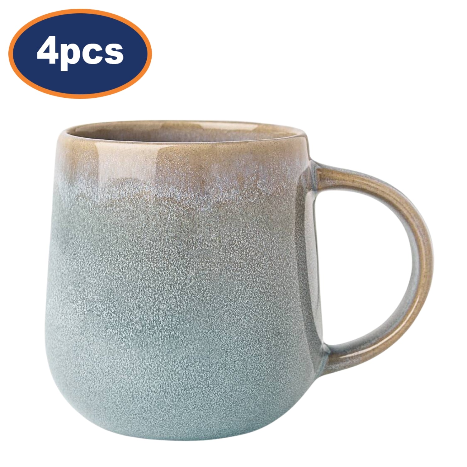 4Pcs 350ml Stoneware Reactive Glazed Grey Mug