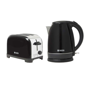 Black 1.7L 2200W Cordless Kettle & 700W 2 Slice Extra Wide Slot Toaster Set