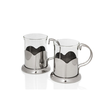 Set of 2 Sabichi Lotus Glass Stainless Steel Mugs