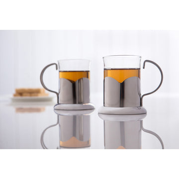 Set of 2 Sabichi Lotus Glass Stainless Steel Mugs