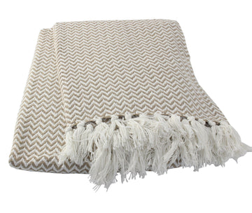 Safi Herringbone Sofa Bed Extra Large Throw - Linen