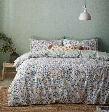Pineapple Elephant Safiya Mandala Duvet Cover Set, King, Green
