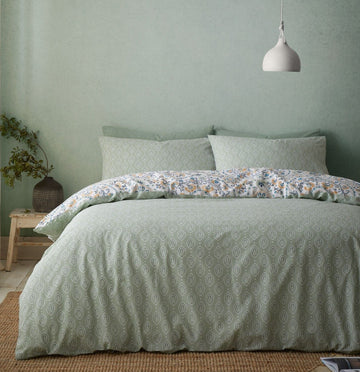 Pineapple Elephant Safiya Mandala Duvet Cover Set, King, Green