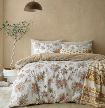 Catherine Lansfield Sahara Floral Duvet Cover Set, Double, Beige