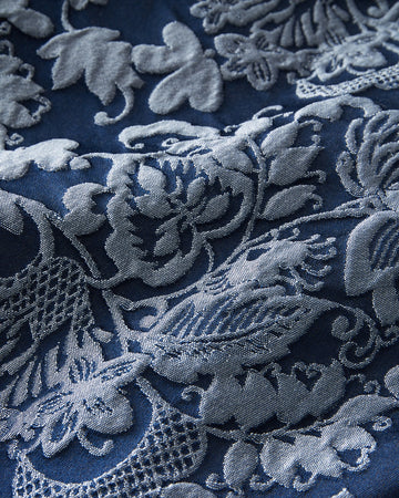 Jacquard Damask Floral Duvet Cover Set, King, Navy Blue