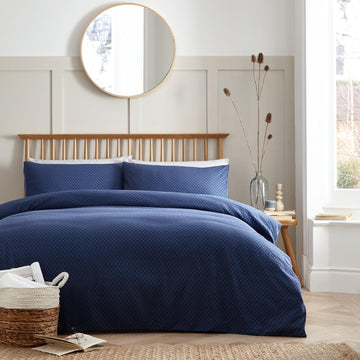 Santos Duvet Cover Set, King, Navy Blue