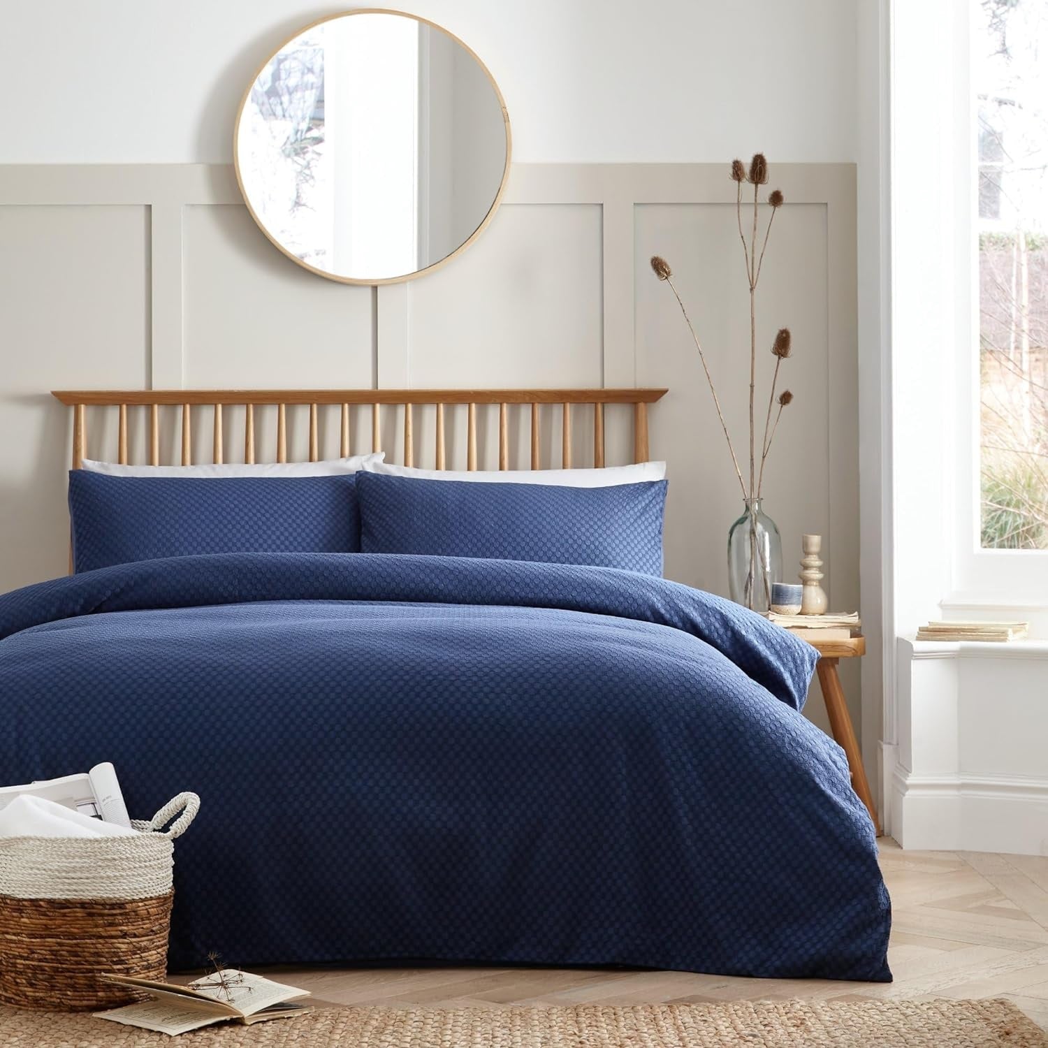 Santos Duvet Cover Set, King, Navy Blue