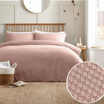 Santos Honeycomb Duvet Cover Set, Double, Blush