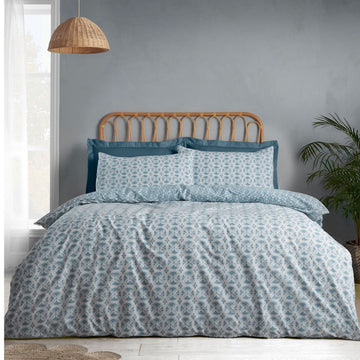 Catherine Lansfield Sardinia Duvet Cover Set, King, Seafoam Blue